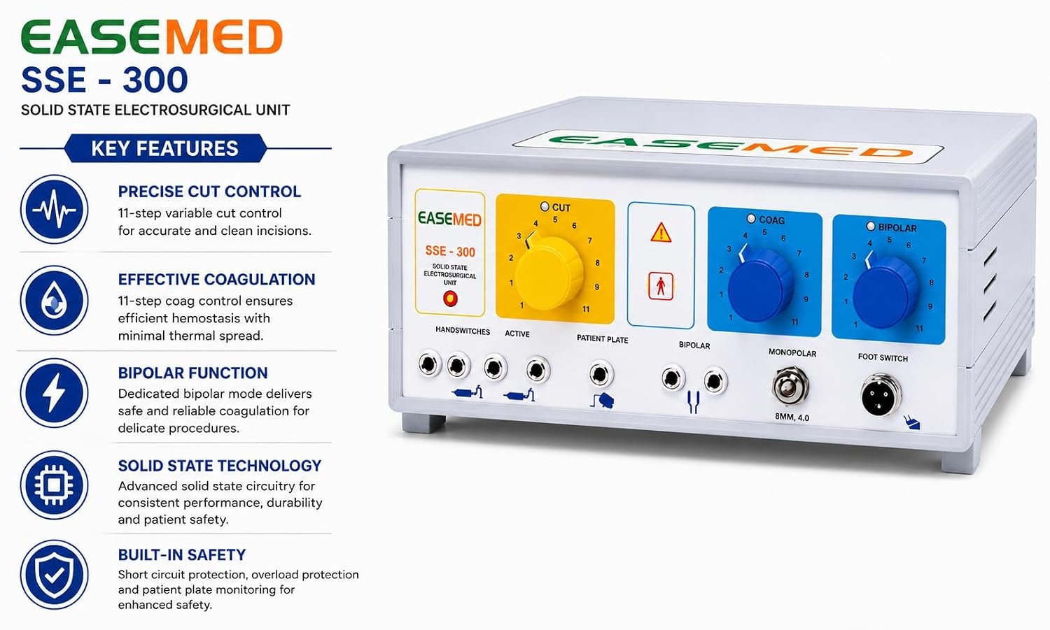 Electro Generator 300 Watt Smart Monopolar Bipolar Electro surgical Machine - Image 2